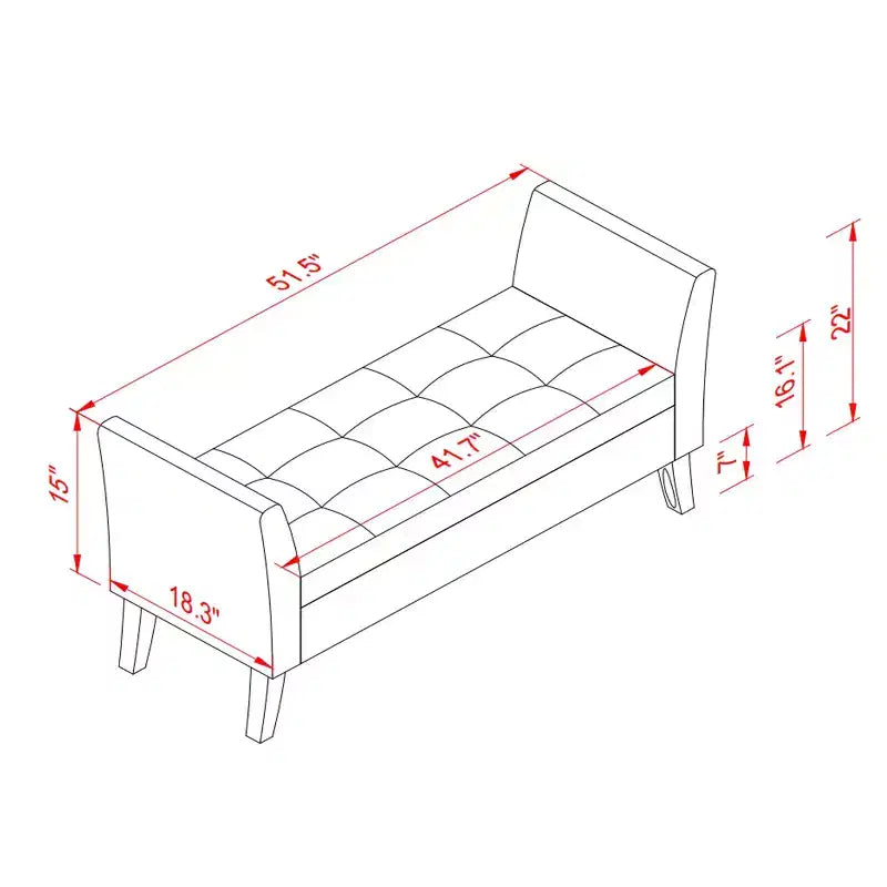 Banc de rangement capitonné de 130,8 cm avec siège touffeté et charnière de sécurité, banc à chaussures de luxe pour entrée, chambre ou bout de lit, beige.