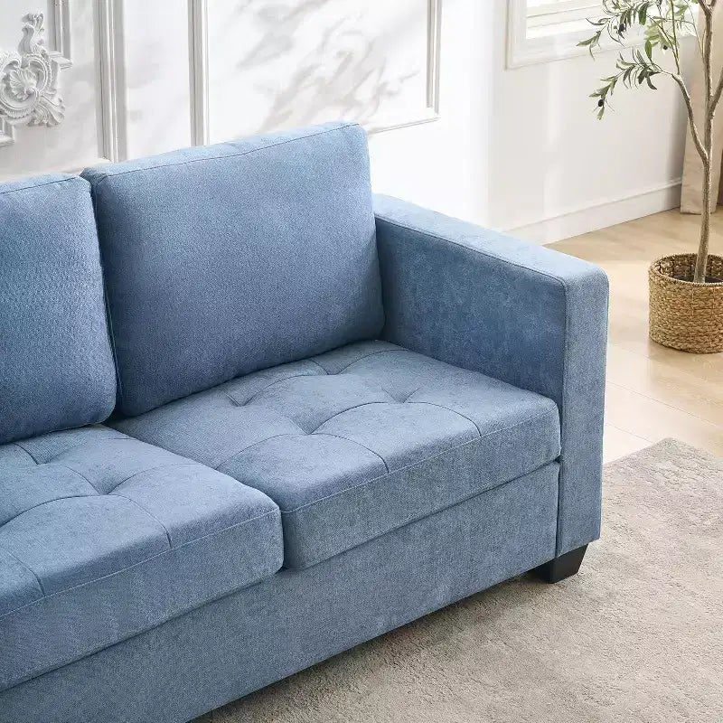 Canapé 3 places surdimensionné de 89 pouces, en tissu chenille, avec larges accoudoirs, appuie-tête amovible et poches de rangement latérales pour le bureau à domicile.