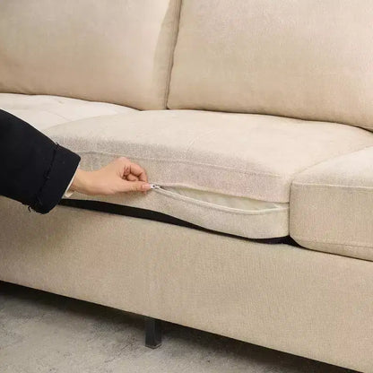 Canapé 3 places surdimensionné de 89 pouces, en tissu chenille, avec larges accoudoirs, appuie-tête amovible et poches de rangement latérales pour le bureau à domicile.