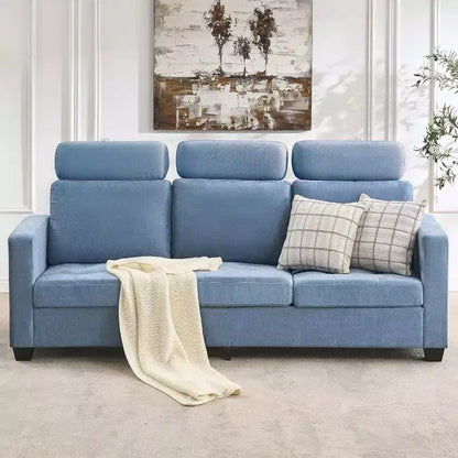 Canapé 3 places surdimensionné de 89 pouces, en tissu chenille, avec larges accoudoirs, appuie-tête amovible et poches de rangement latérales pour le bureau à domicile.