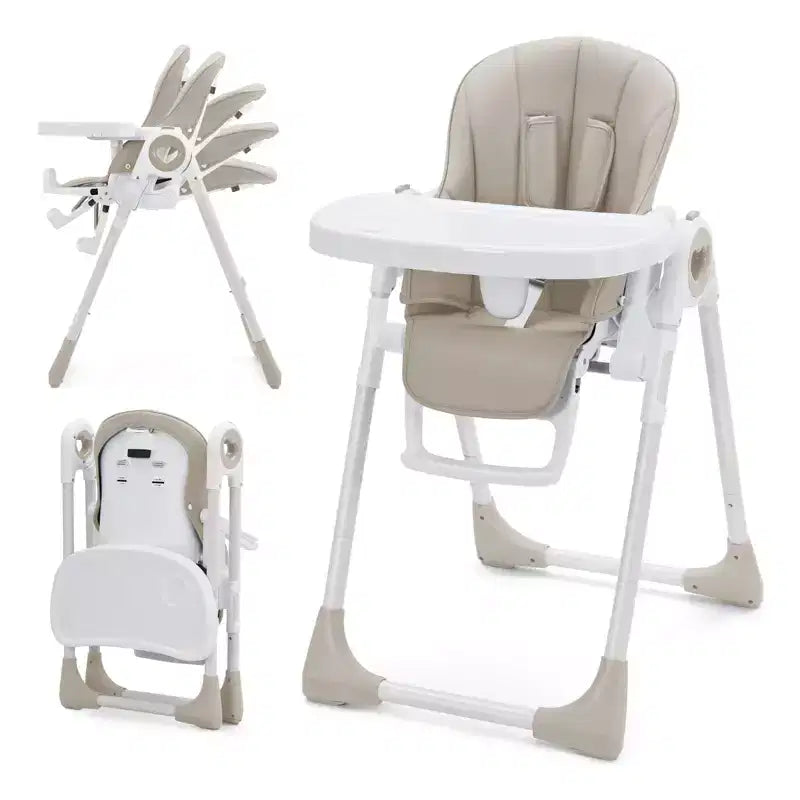 Folding High Chair for Babies & Toddlers - Adjustable 5-Point Safety Harness, Multiple Recline, Removable Easy-Clean Tray & Lightweight Design