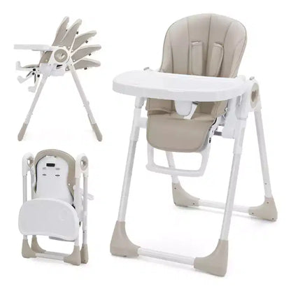 Folding High Chair for Babies & Toddlers - Adjustable 5-Point Safety Harness, Multiple Recline, Removable Easy-Clean Tray & Lightweight Design