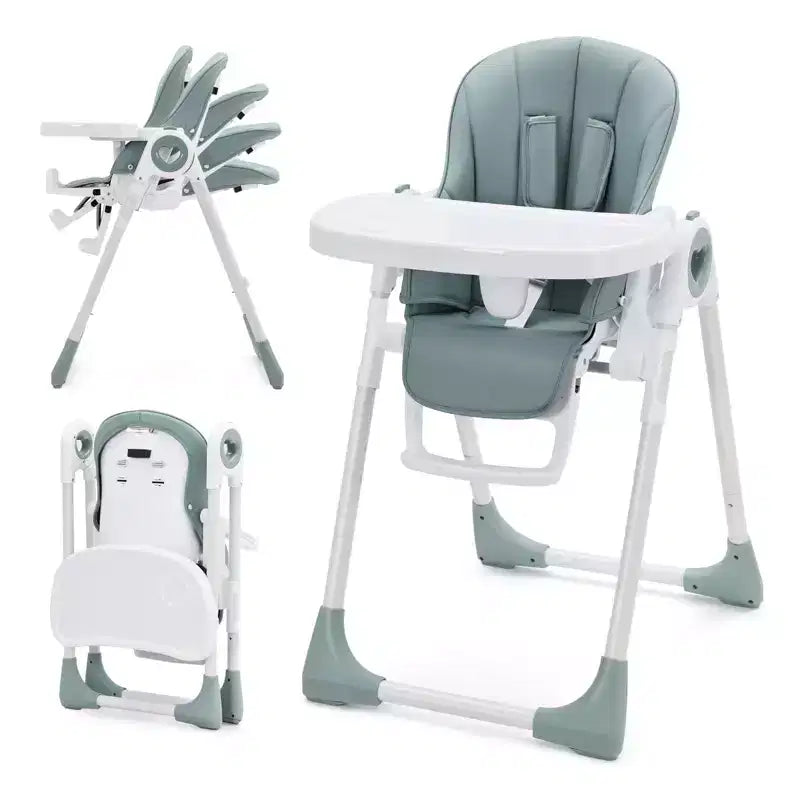 Folding High Chair for Babies & Toddlers - Adjustable 5-Point Safety Harness, Multiple Recline, Removable Easy-Clean Tray & Lightweight Design