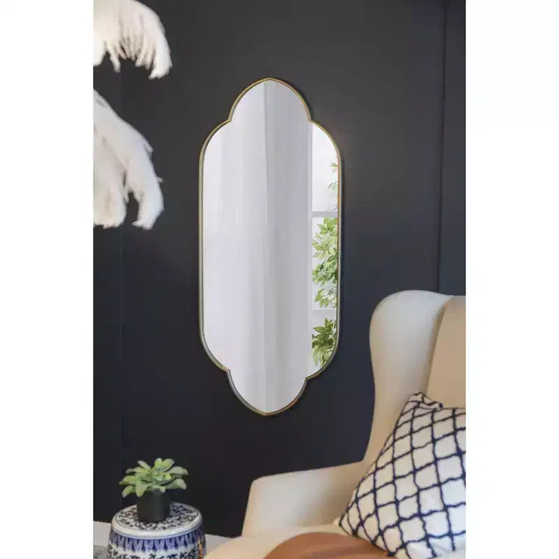 TUYOHW Modern Novelty Decorative Wall Mirror with Wooden Edge,Elegant Home Decor Vanity Mirror for Bedroom,Living Room