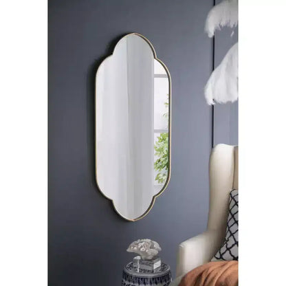 TUYOHW Modern Novelty Decorative Wall Mirror with Wooden Edge,Elegant Home Decor Vanity Mirror for Bedroom,Living Room