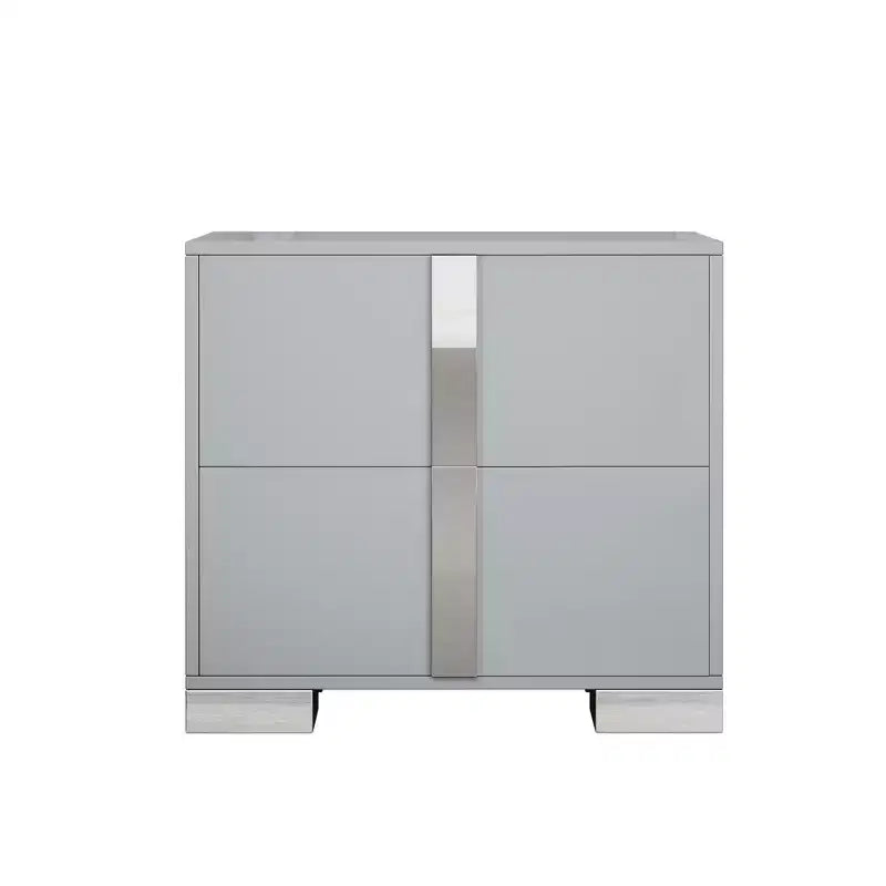 Whisen Elegant Nightstand, Mirrored Bedside Table with 2 Drawers, Metal Foot