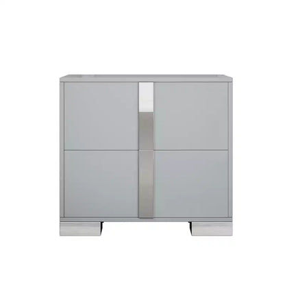 Whisen Elegant Nightstand, Mirrored Bedside Table with 2 Drawers, Metal Foot
