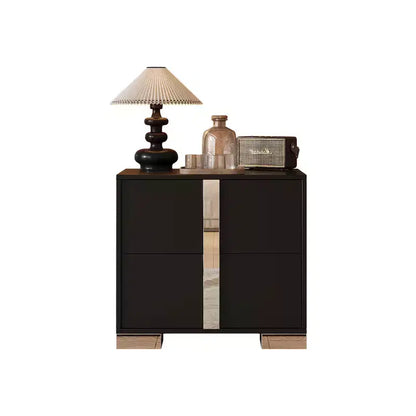 Whisen Elegant Nightstand, Mirrored Bedside Table with 2 Drawers, Metal Foot