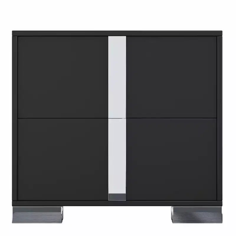 Whisen Elegant Nightstand, Mirrored Bedside Table with 2 Drawers, Metal Foot