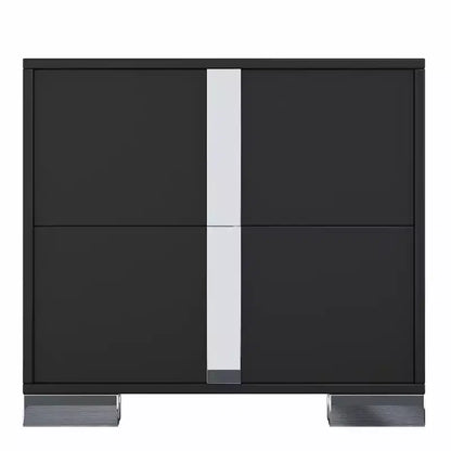 Whisen Elegant Nightstand, Mirrored Bedside Table with 2 Drawers, Metal Foot