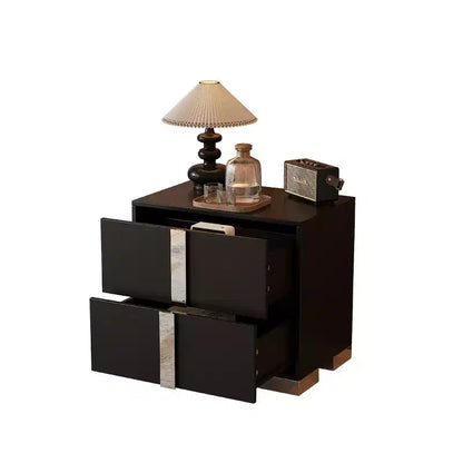 Whisen Elegant Nightstand, Mirrored Bedside Table with 2 Drawers, Metal Foot