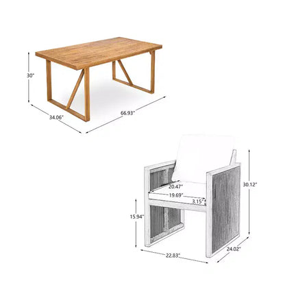 Christopher Knight Home Reina Modern 5 Piece Outdoor Acacia Wood Dining Set with Handwoven Cord