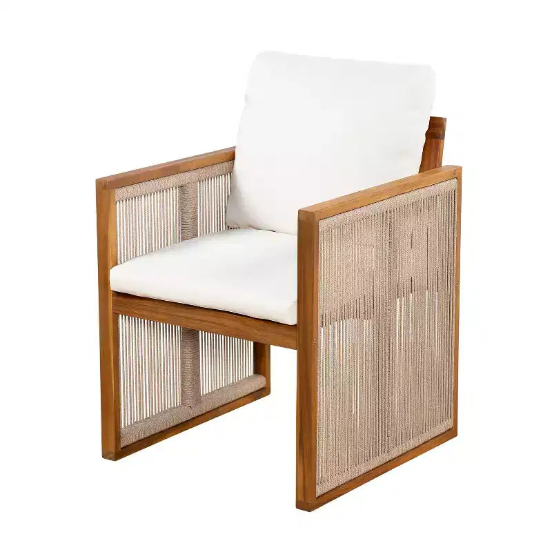 Christopher Knight Home Reina Modern 5 Piece Outdoor Acacia Wood Dining Set with Handwoven Cord
