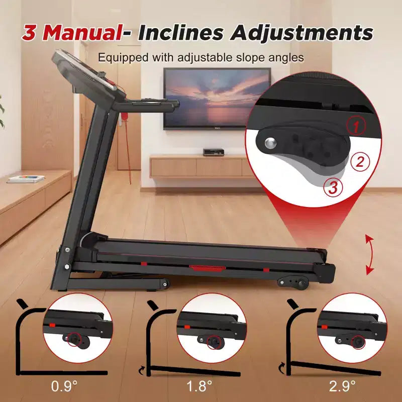 Okak 3.5HP Folding Treadmills with 12 Preset Programs, Foldable Treadmill with Incline and APP, Portable Treadmill for Apartment, Black