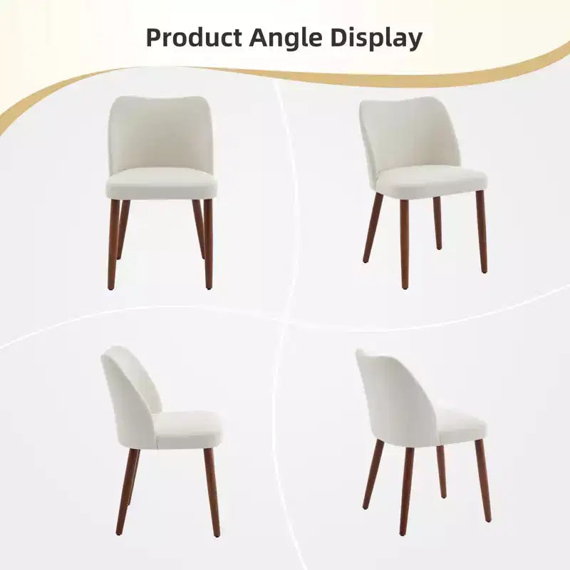 Set of 4 Modern Linen Upholstered Dining Chairs, Armless Kitchen Chairs with Wood Legs, Wing Backrest, Leveling Feet, Space-Saving Design, White