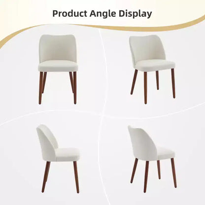 Set of 4 Modern Linen Upholstered Dining Chairs, Armless Kitchen Chairs with Wood Legs, Wing Backrest, Leveling Feet, Space-Saving Design, White
