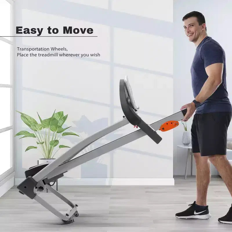 Easy Folding Treadmill for Home Use, 2.5HP Electric Running, Jogging & Walking Machine with Device Holder & Pulse Sensor, 3-Level Incline Adjustable