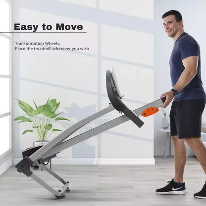 Easy Folding Treadmill for Home Use, 2.5HP Electric Running, Jogging & Walking Machine with Device Holder & Pulse Sensor, 3-Level Incline Adjustable