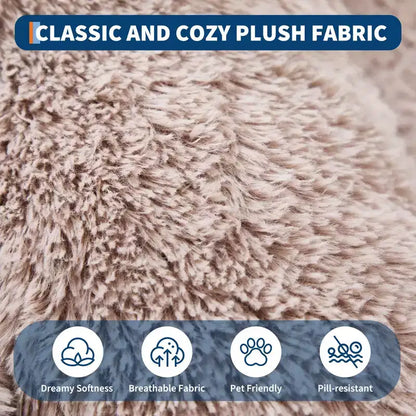 Human Dog Bed  65 x 41 x 12 Giant Faux Fur Bean Bag Bed with Handle, Removable Cover, Side Pocket & Egg-Crate Orthopedic Foam (Brown)