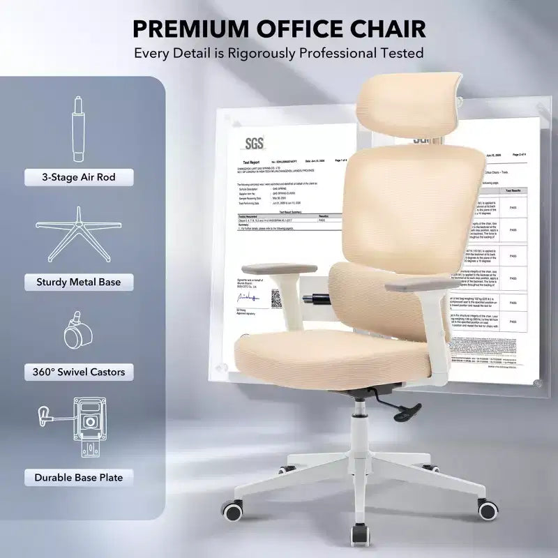 High-Back Ergonomic Office Chair  Breathable Mesh Gaming Chair with Adjustable Lumbar & 3D Armrests