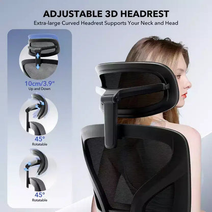 High-Back Ergonomic Office Chair  Breathable Mesh Gaming Chair with Adjustable Lumbar & 3D Armrests