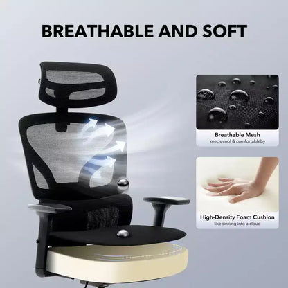 High-Back Ergonomic Office Chair  Breathable Mesh Gaming Chair with Adjustable Lumbar & 3D Armrests