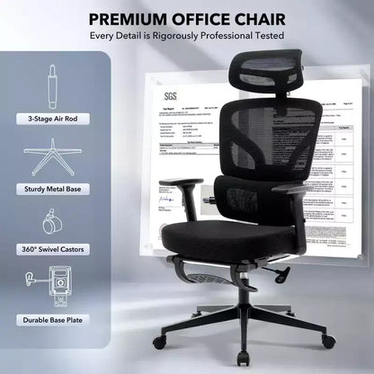 High-Back Ergonomic Office Chair  Breathable Mesh Gaming Chair with Adjustable Lumbar & 3D Armrests