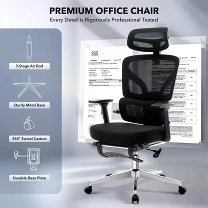 High-Back Ergonomic Office Chair  Breathable Mesh Gaming Chair with Adjustable Lumbar & 3D Armrests