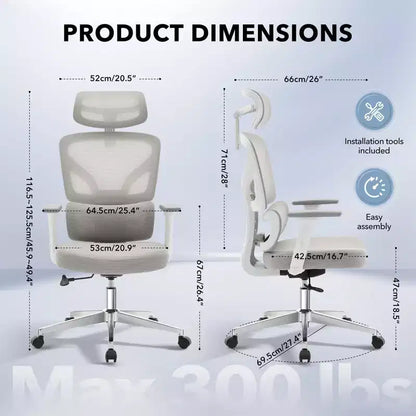 High-Back Ergonomic Office Chair  Breathable Mesh Gaming Chair with Adjustable Lumbar & 3D Armrests