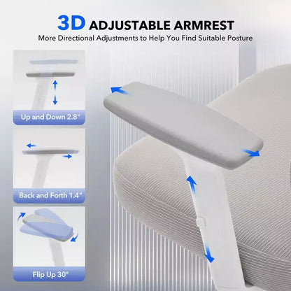 High-Back Ergonomic Office Chair  Breathable Mesh Gaming Chair with Adjustable Lumbar & 3D Armrests