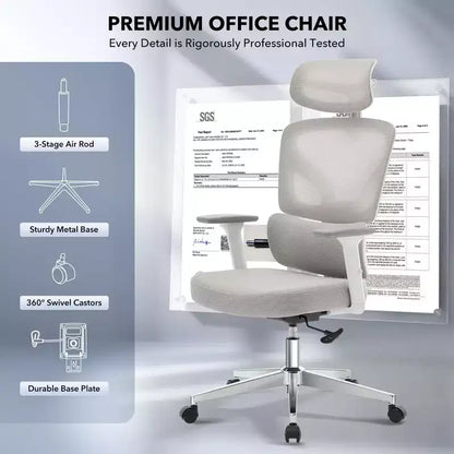High-Back Ergonomic Office Chair  Breathable Mesh Gaming Chair with Adjustable Lumbar & 3D Armrests