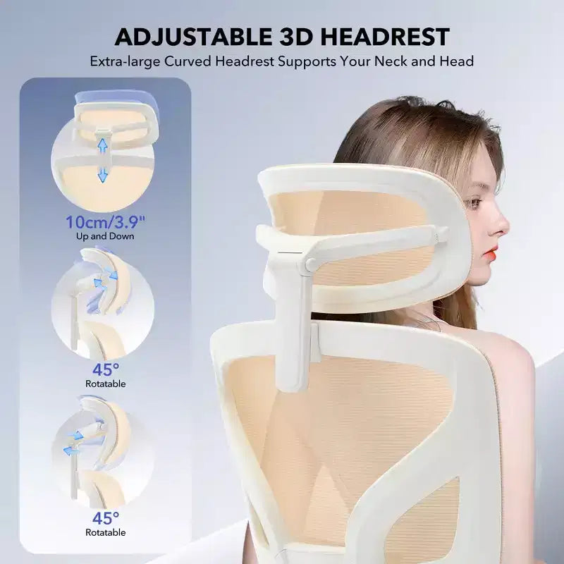 High-Back Ergonomic Office Chair  Breathable Mesh Gaming Chair with Adjustable Lumbar & 3D Armrests