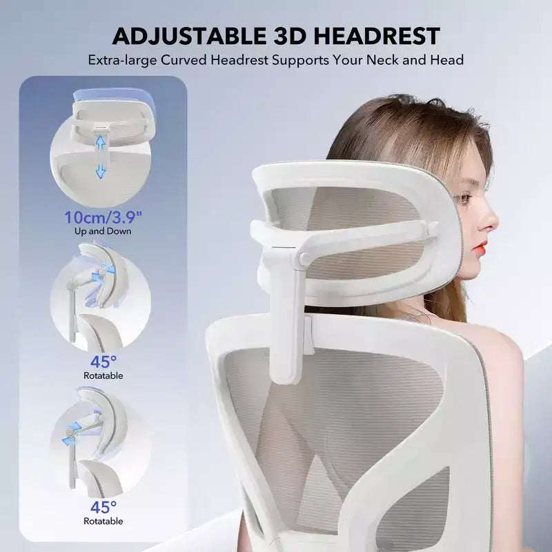 High-Back Ergonomic Office Chair  Breathable Mesh Gaming Chair with Adjustable Lumbar & 3D Armrests