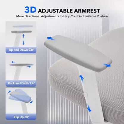 High-Back Ergonomic Office Chair  Breathable Mesh Gaming Chair with Adjustable Lumbar & 3D Armrests