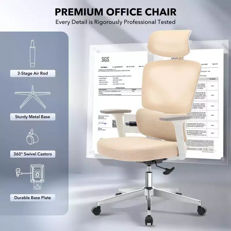 High-Back Ergonomic Office Chair  Breathable Mesh Gaming Chair with Adjustable Lumbar & 3D Armrests