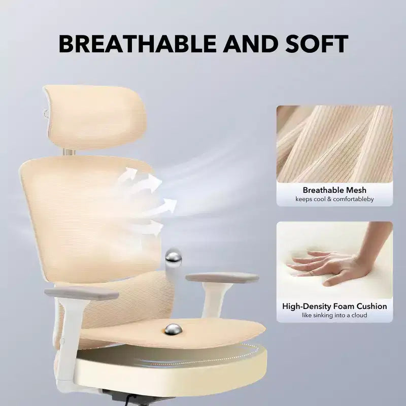 High-Back Ergonomic Office Chair  Breathable Mesh Gaming Chair with Adjustable Lumbar & 3D Armrests