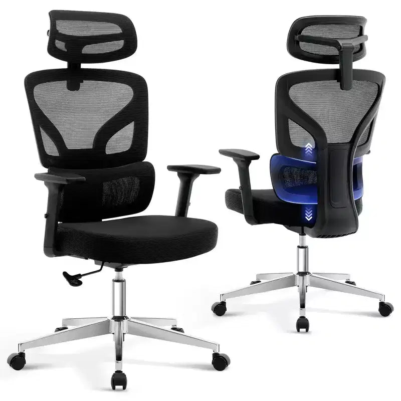 High-Back Ergonomic Office Chair  Breathable Mesh Gaming Chair with Adjustable Lumbar & 3D Armrests
