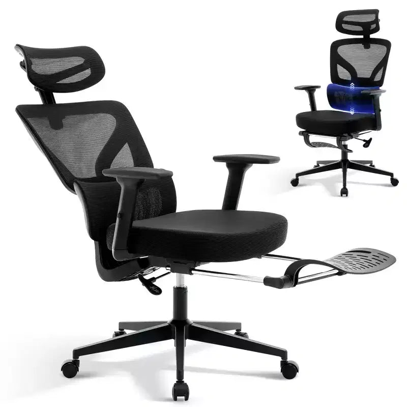 High-Back Ergonomic Office Chair  Breathable Mesh Gaming Chair with Adjustable Lumbar & 3D Armrests