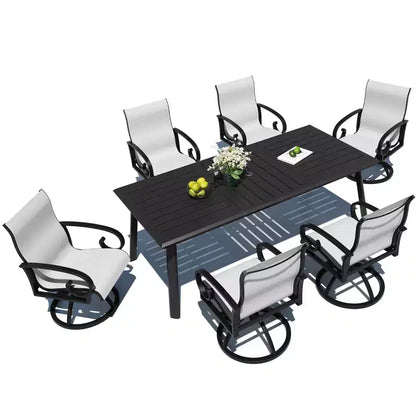 Crestlive Products Aluminum Outdoor Dining sets Patio Dining Table with Ergonomic Armchairs for 6-10 People