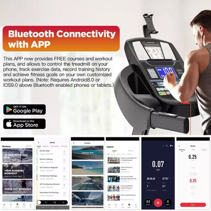 Treadmill with 20% Auto Incline for Home, 300-400 LB Capacity, Folding Running Walking Treadmill, 12 MPH Max Speed, 71 Programs, Bluetooth