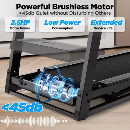 Folding Treadmill 2.75HP Quiet Motor 300 lbs Capacity 64 Preset Programs 3-Level Manual Incline Home Gym