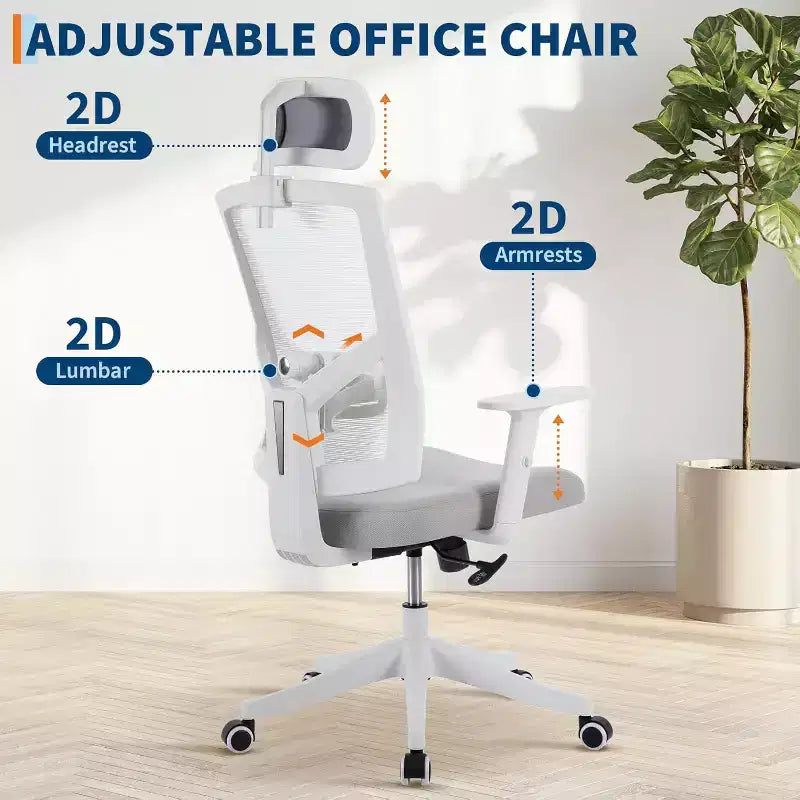 Chaise de Bureau Ergonomique, Chaise de Bureau Confortable avec Appui-tête Rembourré Réglable, Chaises de Jeu Confortables avec Support Lombaire pour Chambre à Coucher, Bureau, Étudiant