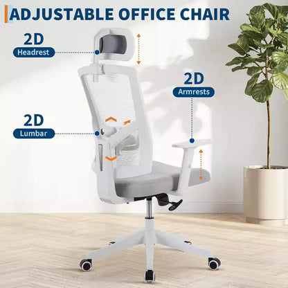 Chaise de Bureau Ergonomique, Chaise de Bureau Confortable avec Appui-tête Rembourré Réglable, Chaises de Jeu Confortables avec Support Lombaire pour Chambre à Coucher, Bureau, Étudiant
