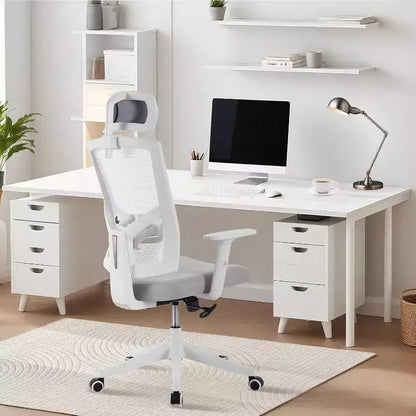 Chaise de Bureau Ergonomique, Chaise de Bureau Confortable avec Appui-tête Rembourré Réglable, Chaises de Jeu Confortables avec Support Lombaire pour Chambre à Coucher, Bureau, Étudiant