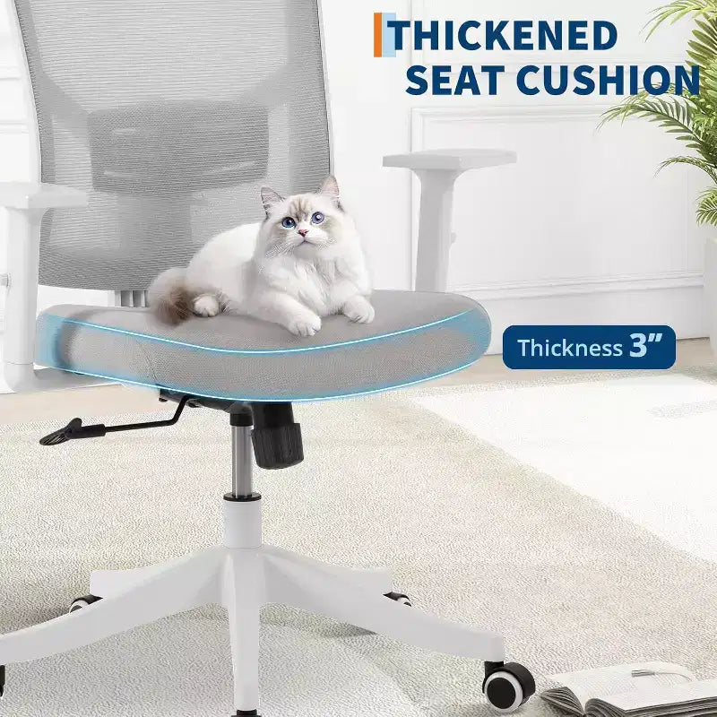Chaise de Bureau Ergonomique, Chaise de Bureau Confortable avec Appui-tête Rembourré Réglable, Chaises de Jeu Confortables avec Support Lombaire pour Chambre à Coucher, Bureau, Étudiant