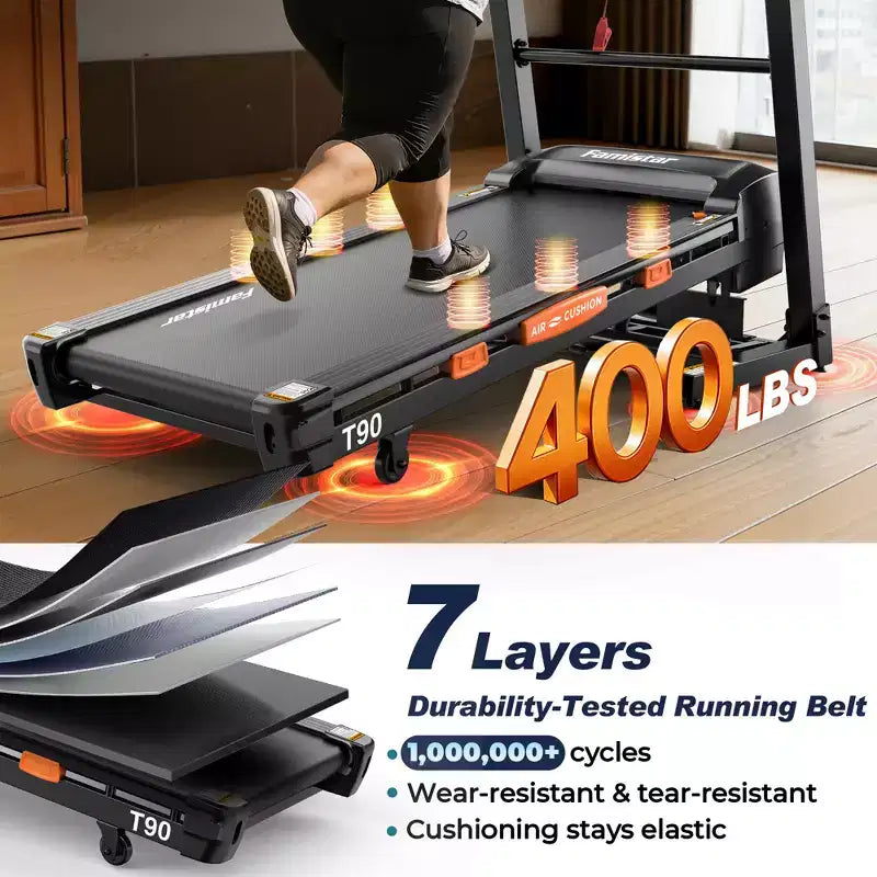 5HP 20% Auto Incline Treadmill w/, 400lb Capacity Folding Treadmill,12MPH Fast Speed,105 Smart Program,APP Control,Walking Running Treadmill for Home