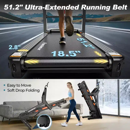 5HP 20% Auto Incline Treadmill w/, 400lb Capacity Folding Treadmill,12MPH Fast Speed,105 Smart Program,APP Control,Walking Running Treadmill for Home
