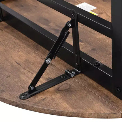 MAYEERTY 3-Piece Modern Round Drop Leaf Dining Table Set, Black Frame Rustic Brown Finish with 2 Chairs for Small Spaces