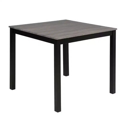 Ensemble de salle à manger en bois MAYEERTY 6 pièces, 4 chaises et banc pour 6 personnes, bicolore gris clair et noir