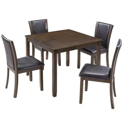 MAYEERTY 6-Piece Modern Dining Table Set, Wooden Table with 4 Chairs & Bench, Grey